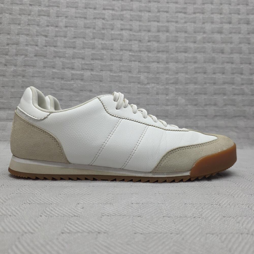 UNIQLO Suede Combination Trainers Shoes Mens Size 9.5 White Casual Gum Sole